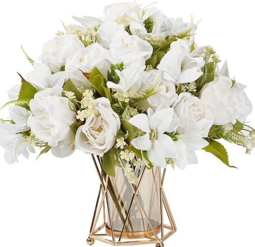 Kunstblumen weiß rosen lilien - rosen,