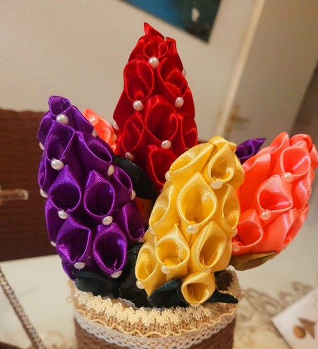 Handfertige satin bouquet - satin,